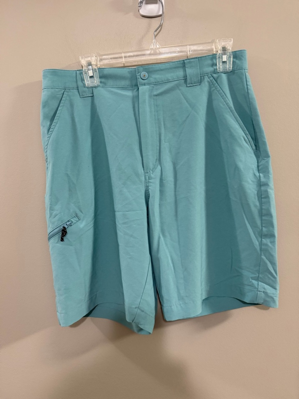 Men's Performance Hybrid Shorts in Light Teal. Size 30